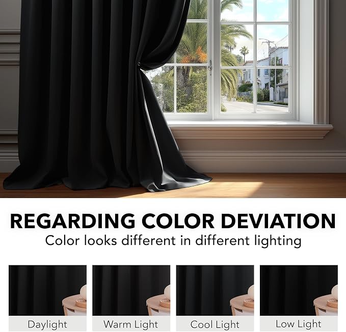 Deconovo Blackout Curtains, Thermal Insulated, W70 x L95 2 Panels, Back Tab - Image 6
