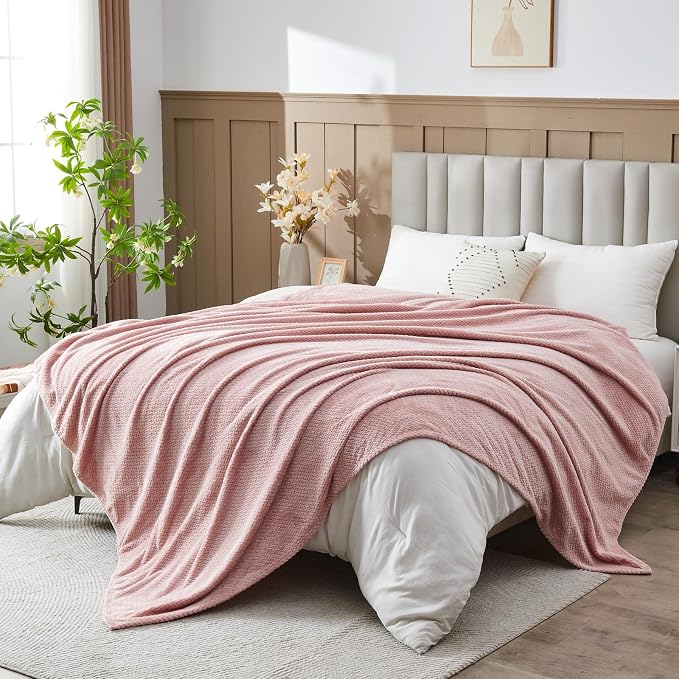 NEWCOSPLAY Super Soft King Blanket Dusty Pink Premium Silky Flannel Fleece by NEWCOSPLAY