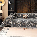 VClife Bohemian Tribal Sofa Cover Gray White Aztec Geometric Pattern Couch Cover by VCLIFE