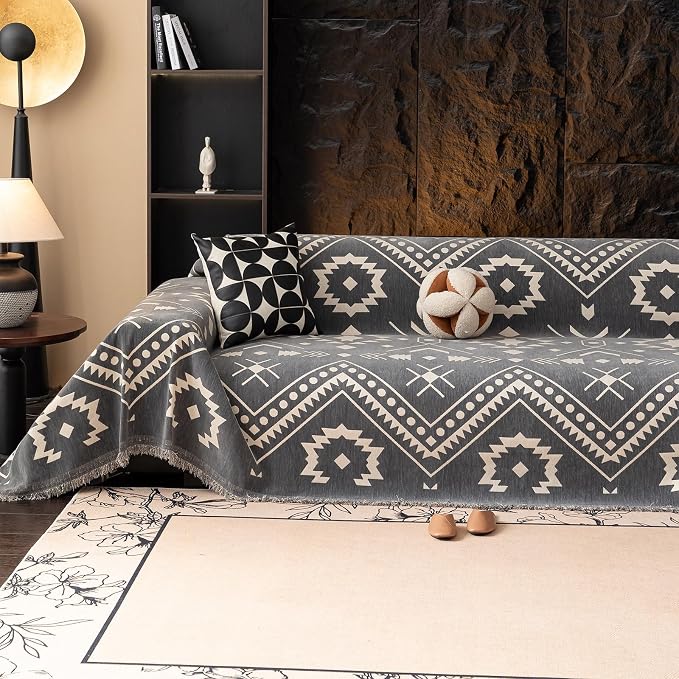 VClife Bohemian Aztec Couch Cover Sectional Sofa Slipcover Washable Chenille by VCLIFE