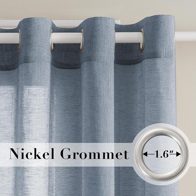 H.VERSAILTEX Linen Semi Sheer Curtains 72 inch Length Energy Saving Easy Care - Image 2