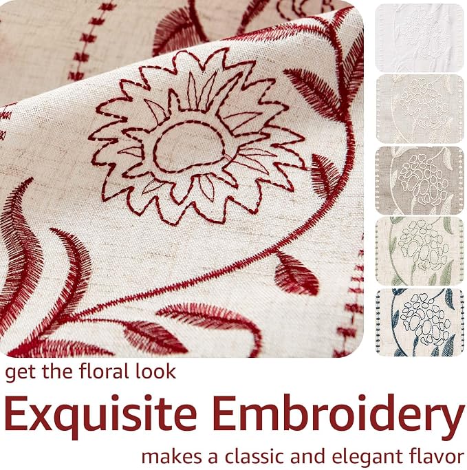jinchan Winslow Linen Curtains for Bedroom 108 Inches Length Embroidered - Image 4