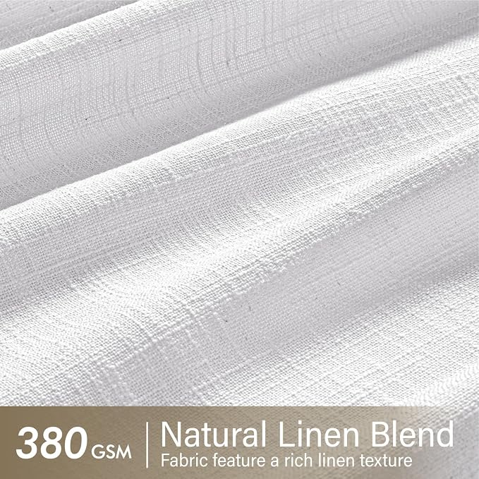MIULEE Pinch Pleated White Thick Linen Curtains 90 Inches Long 2 Panels - Image 4