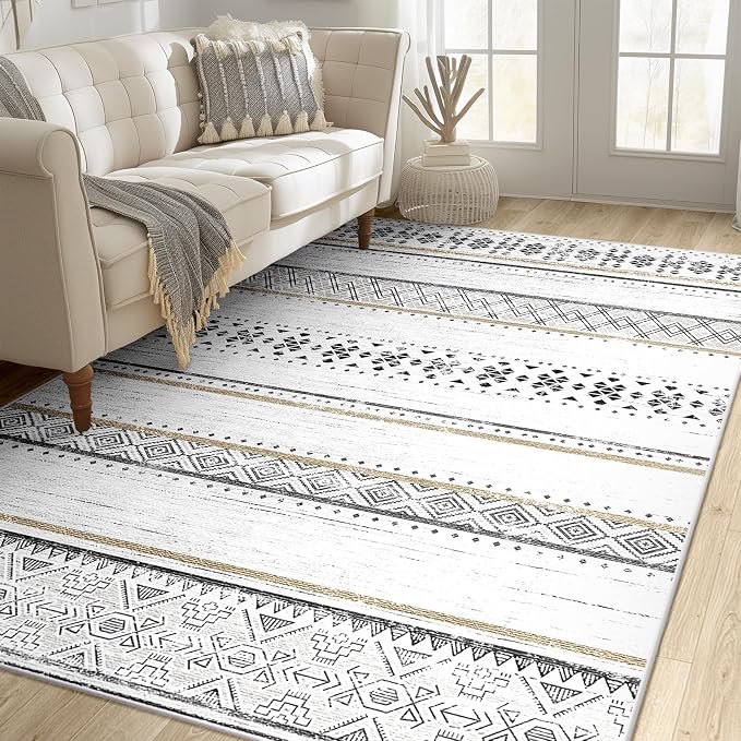 BESTSWEETIE 4x6 Area Rugs for Living Room Washable Moroccan Farmhouse Neutral - Image 7