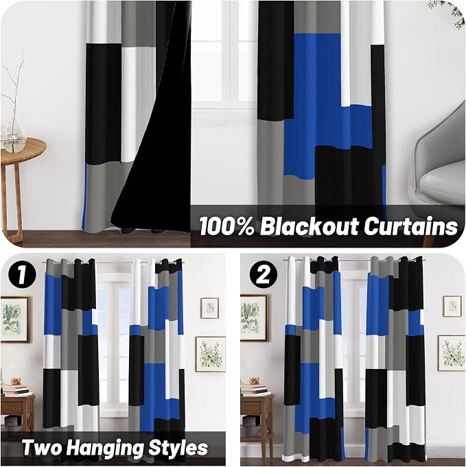 Tyrot Royal Blue 100% Blackout Curtains - Image 2