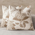Foindtower Set of 2 Linen Floral Throw Pillow Covers Neutral Vintage Print by Foindtower