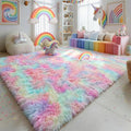 Rainbow Fluffy Kids Rugs for Girls Bedroom, Unicorn Room Decor Aesthetic by Amdrebio