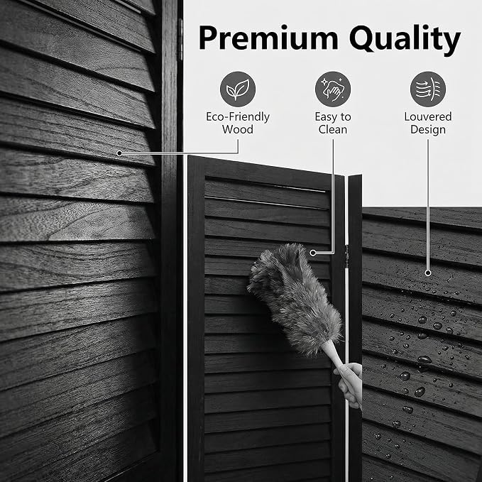 Bluecat 6 Panel Room Divider, Freestanding Solid Wood Partition Wall - Image 5