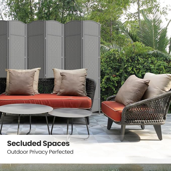 Folding Room Divider, Weave Fiber Privacy Screen, Extra Wide Room Screen - Image 5