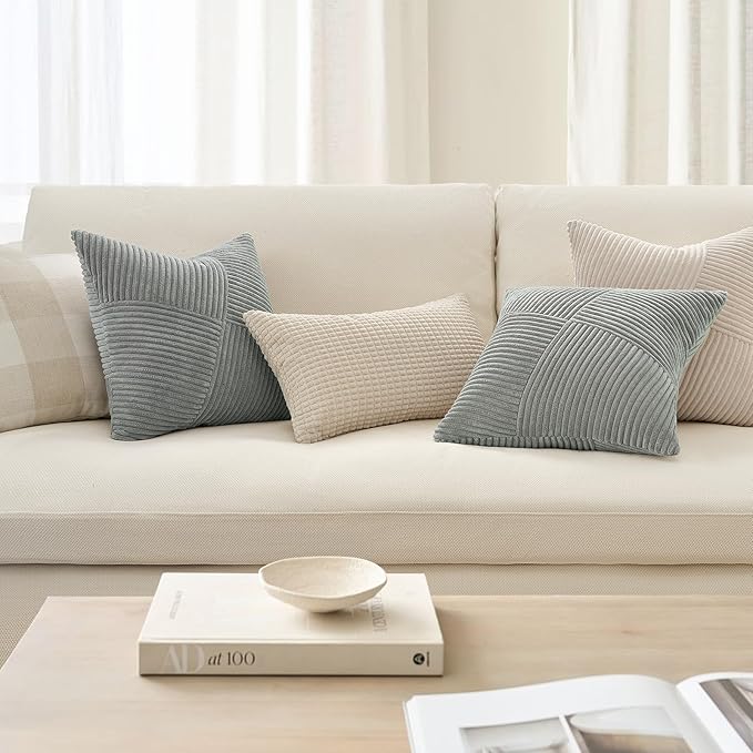 Topfinel Set of 2 LightGrey Decorative Throw Pillow Covers 12x12 Inch, Soft - Image 3