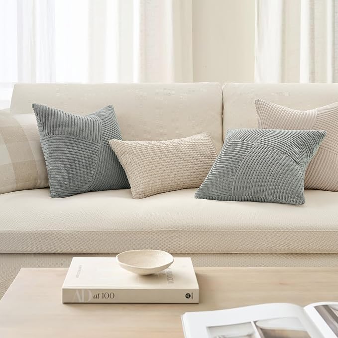 Topfinel Set of 2 LightGrey Decorative Throw Pillow Covers 20x20 Inch - Image 4
