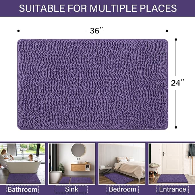 LOCHAS Luxury Bathroom Rug Shaggy Bath Mat 24 x 36 Inch, Washable Non Slip Bath - Image 2