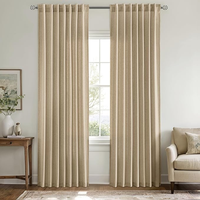 MIULEE Non-See-Through Privacy Linen Curtains 2 Panels, Light Filtering Window - Image 3