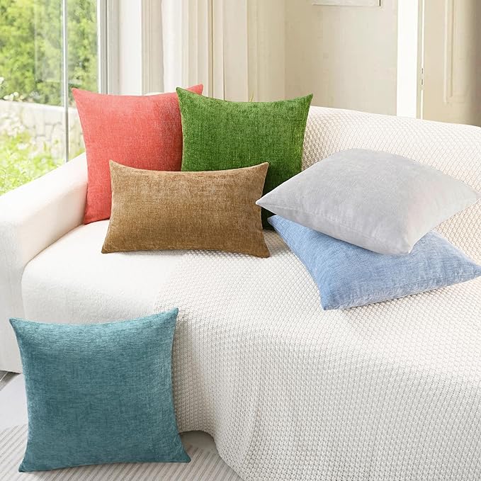 CaliTime Throw Pillow Covers Decorative 18 X 18 Inches Pack of 2 Cozy Chenille - Image 4
