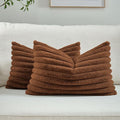 FUTEI Rust Decorative Throw Pillow Covers Set of 2, 12x20 Inch Soft Fluffy Faux by FUTEI