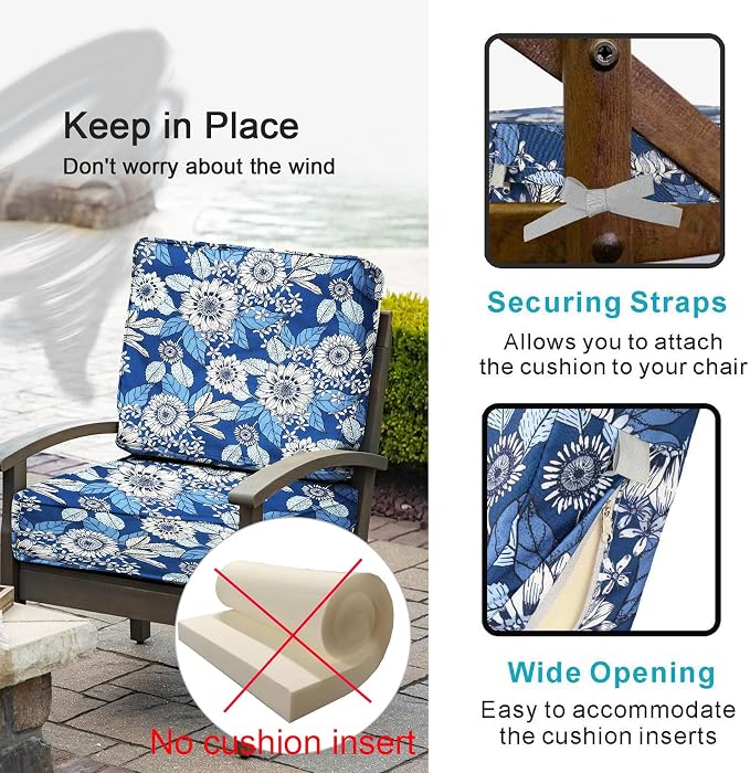 NettyPro Outdoor Cushion Slipcovers 4 Pack Waterproof UV Resistant Patio Chair - Image 4
