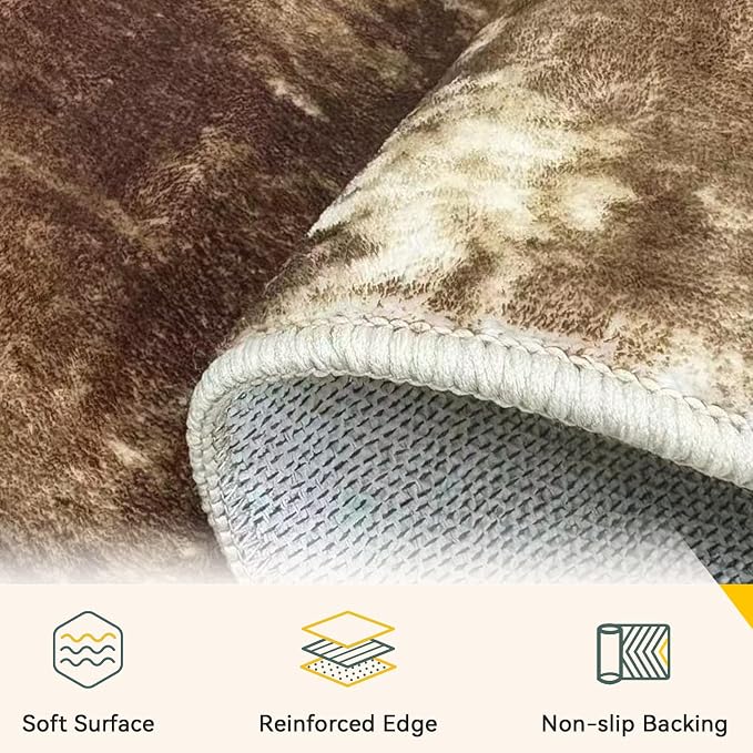 Washable Area Rugs Square 8ft Non-Slip Modern Abstract Soft - Image 2
