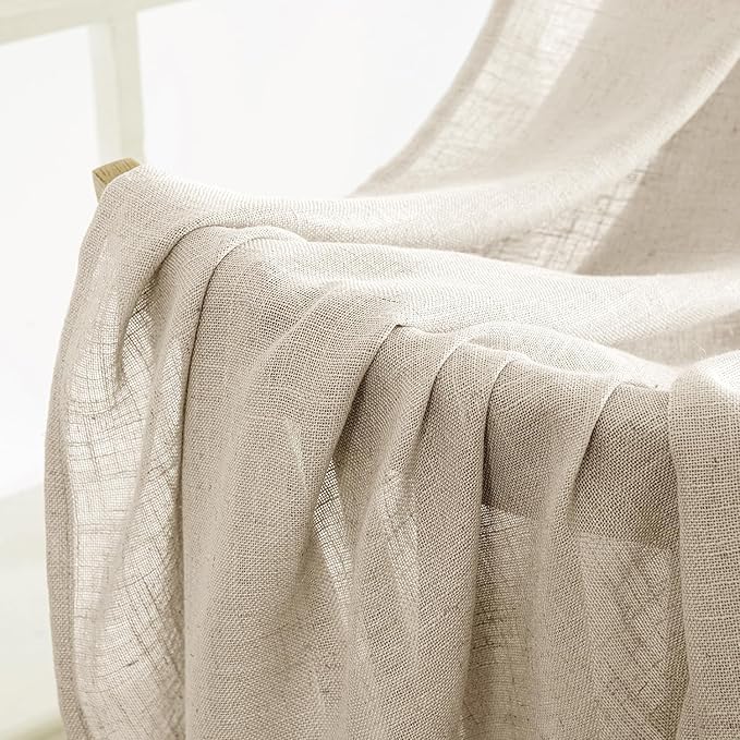 MIULEE Beige Linen Curtains 108 Inches Long 2 Panels - Image 6