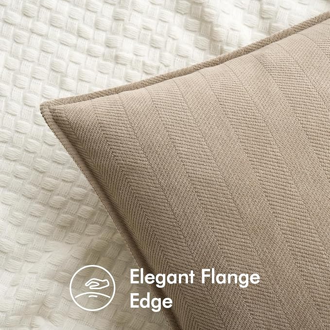 MIULEE Pack of 2 Khaki Decorative Pillow Covers 24x24 Inch Soft Chenille - Image 2