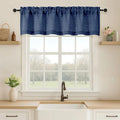 OVZME Navy Blue Valance for Windows, Light Filtering Faux Linen Textured Small by OVZME