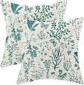 AEIOAE Summer Pillow Covers 24x24 Inch Set of 2, Teal Green Wild Flower Plant by AEIOAE