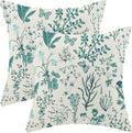 AEIOAE Summer Pillow Covers 22x22 Inch Set of 2, Teal Green Wild Flower Plant by AEIOAE