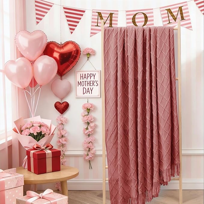 inhand Coral Pink Knitted Throw Blanket - Image 8