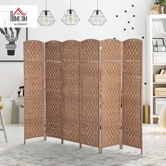 HOMCOM Room Divider 6 Panel, 6FT Tall Folding Privacy Screen, Freestanding - Image 2