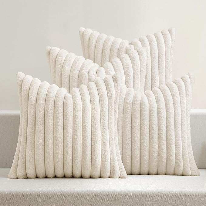 MIULEE Faux Fur Plush Decorative Throw Pillow Covers 18x18 Set of 4, Spring by MIULEE