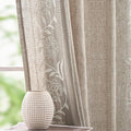 jinchan Winslow Linen Curtains for Bedroom 84 Inches Length Ivory on Taupe by JINCHAN