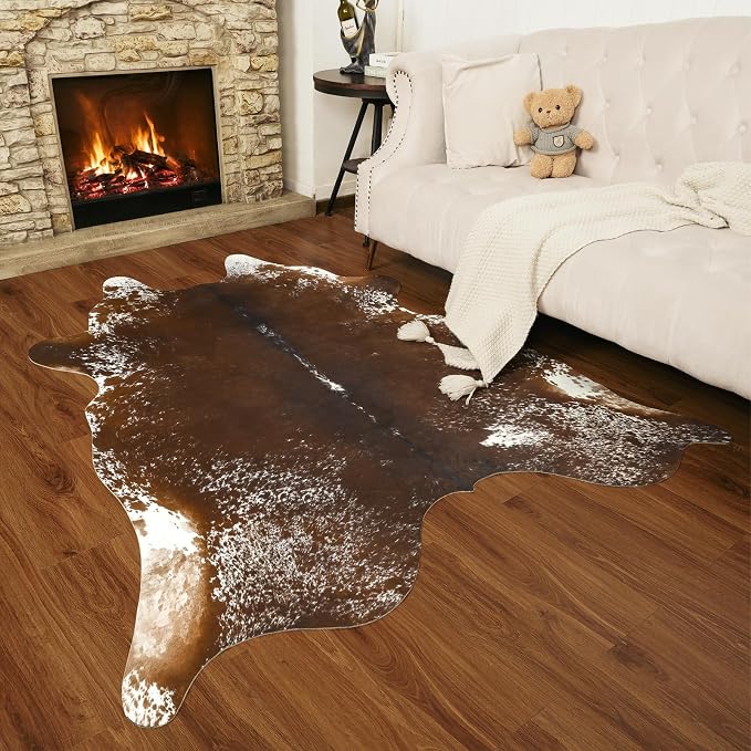 AROGAN Western Decor Faux Fur Cowhide Rug, 5.2x6.3 Feet Premium Animal Skin Cow - Image 8