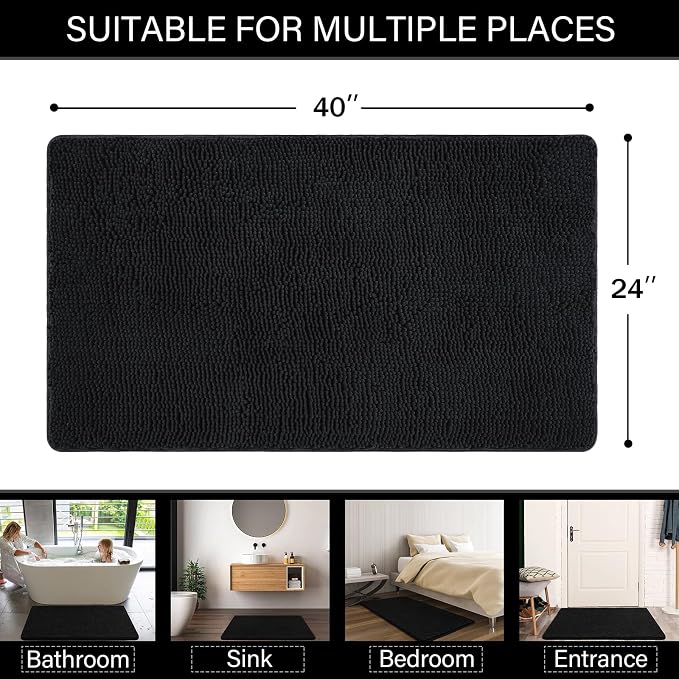 LOCHAS Luxury Bathroom Rug Shaggy Bath Mat 24 x 40 Inch, Washable Non Slip Bath - Image 2