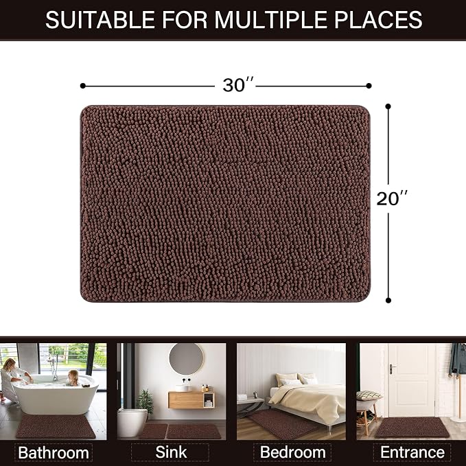 LOCHAS Luxury Bathroom Rug Shaggy Bath Mat 20 x 30 Inch, Washable Non Slip Bath - Image 2