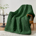Negwoo Chunky Knit Throw Blanket, Handmade Grass Green Crochet Big Thick Blanket by Unknown