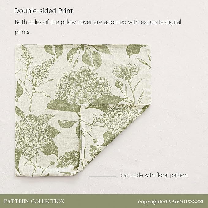 Foindtower Set of 2 Linen Floral Throw Pillow Covers Vintage Accent Print - Image 8