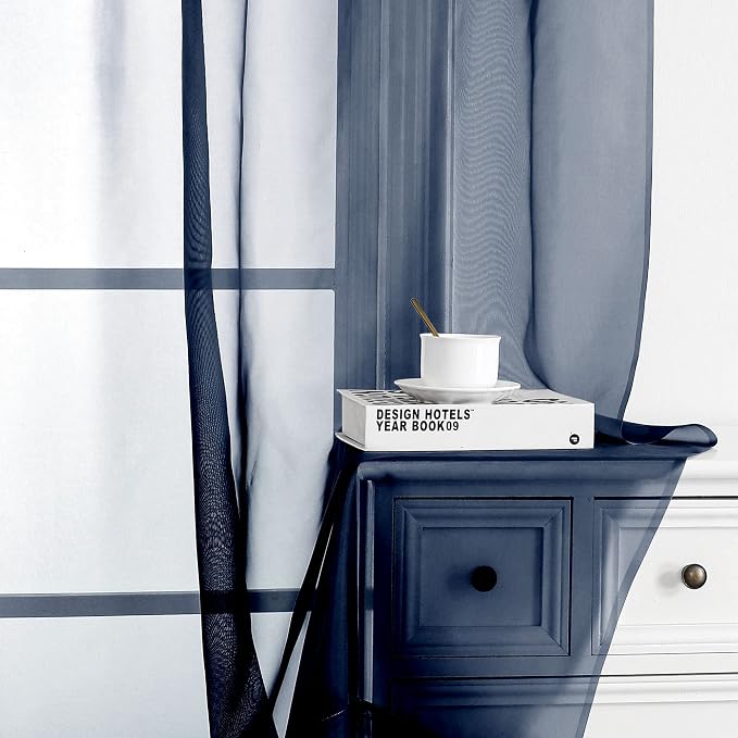 OWENIE Short Sheer Curtains 24 Inches Long 2 Panels - Image 3