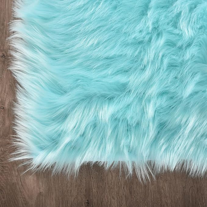 Latepis Light Blue Area 8x10 Faux Sheepskin Fur Rug Teal Rugs - Image 6