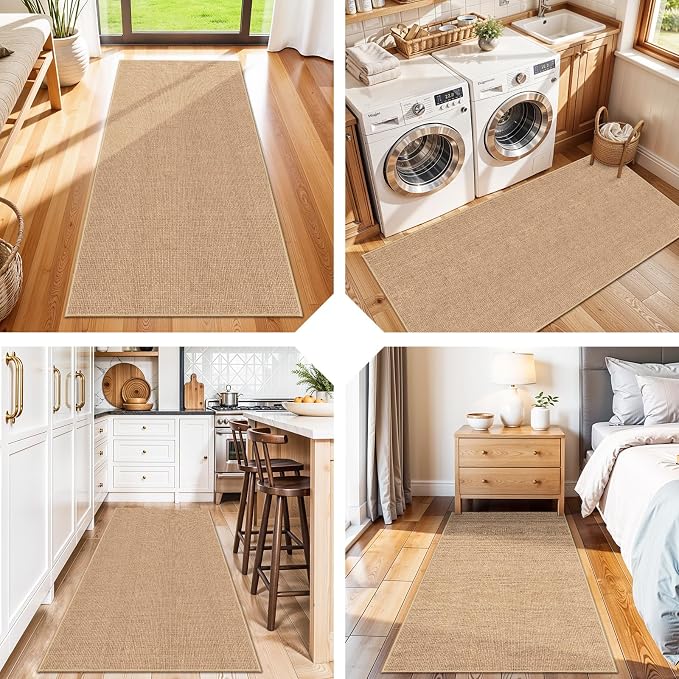Easy Jute 2x5 Runner Rug: Non Slip Solid Color Low Pile Indoor Doormat - Image 4