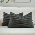 FUTEI Dark Grey Decorative Throw Pillow Covers Set of 2, 12x20 Inch Soft Fluffy by FUTEI
