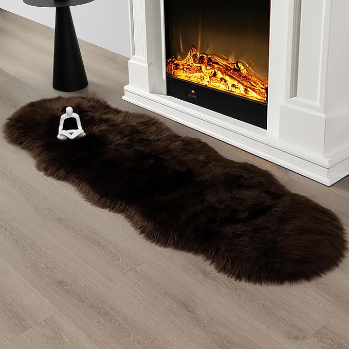 Faux Fur Rug Runner 2x6 ft Coffee - Image 3