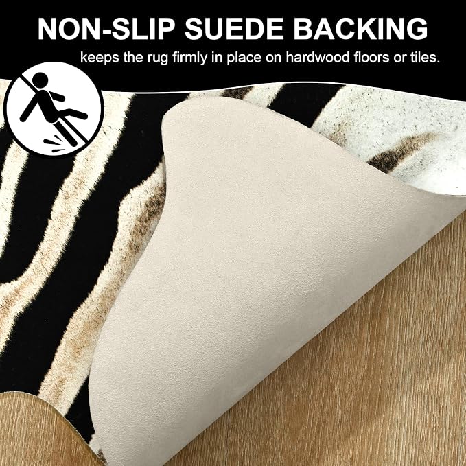 BENRON Zebra Print Area Rug, Cute Animal Hides and Skins - Image 6