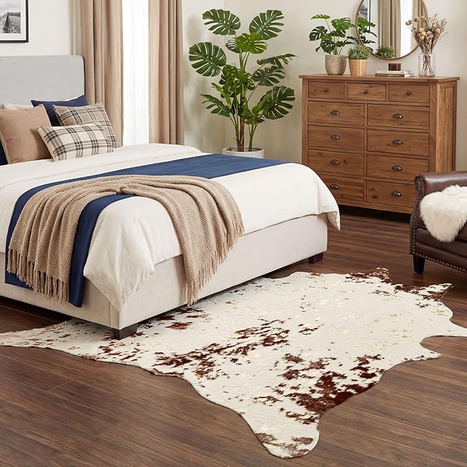JONIYEAR Large Durable Faux Cowhide Area Rug 4.9 x 6.56 Feet, Premium Cow Print - Image 5