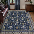 Tangsoo Washable Area Rugs 3x5 Non Slip, Boho Vintage Blue Floral Throw Rug by Tangsoo