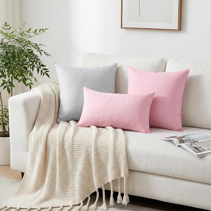 Thmyo 4-Pack 100% Cotton Lumbar Comfortable Solid Decorative Throw Pillow - Image 3