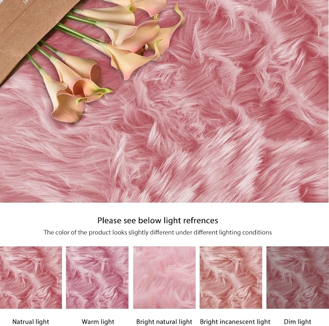 ORINOVA Pink Faux Sheepskin Fluffy Fur Rugs - Image 9