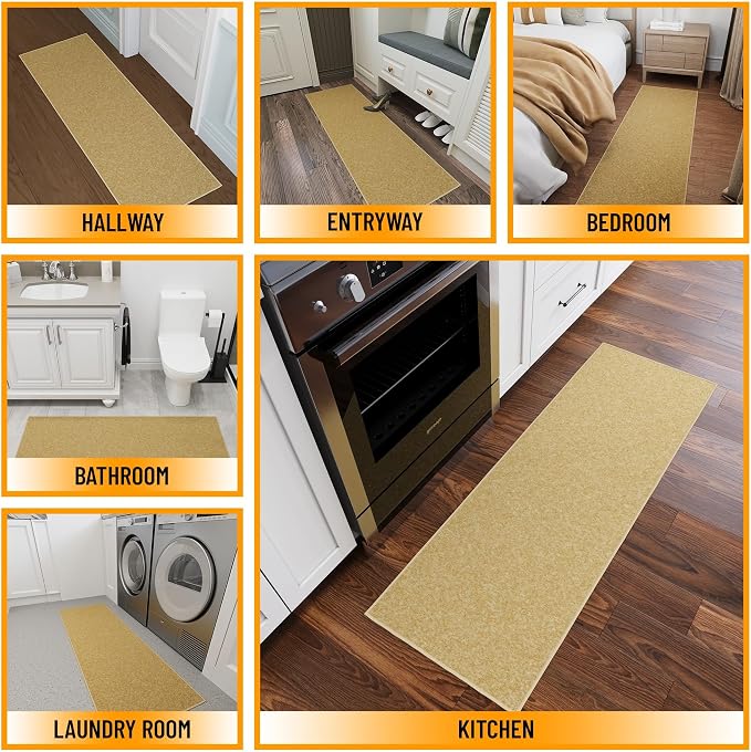 Ottomanson Hallway Runner Rug 1'10" x 6' Non Slip Solid Area Rugs Easy to Clean - Image 3