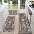 HEBE Boho Kitchen Rugs Sets of 3 Non Slip Washable Farmhouse Kitchen Rugs and by HEBE