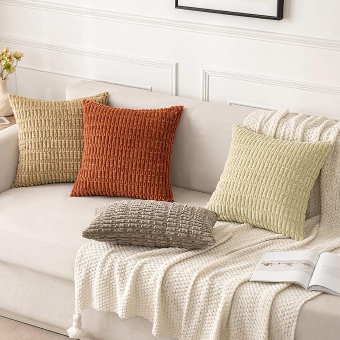 MIULEE Pack of 2 Corduroy Decorative Throw Pillow Covers 24x24 Inch Soft Boho - Image 4