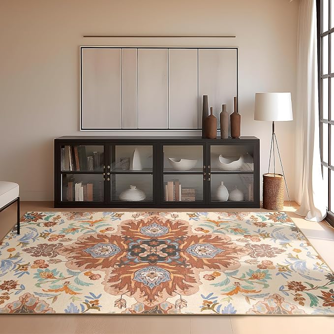 Phantoscope Washable Area Rug 4'x6' Non-Slip, Vintage Boho Rugs - Image 6