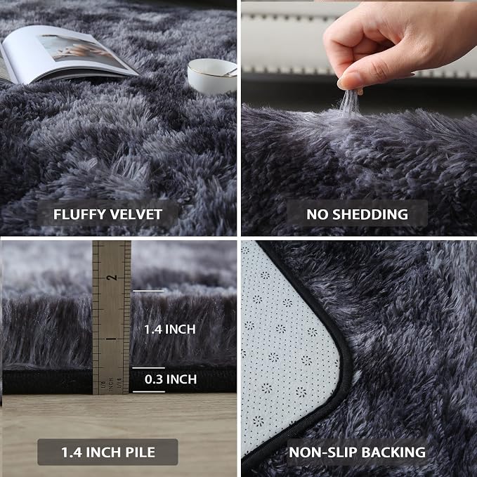 Grey Fluffy Area Rug 5x7 - Image 5